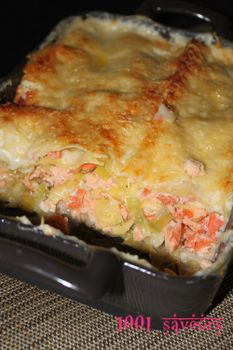 Lasagnes aux poireaux et aux 2 saumons Lasagnes aux poireaux et aux 2 saumons